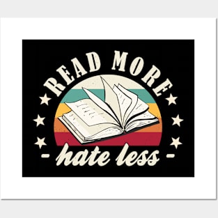 Books "Read More Hate less" Book Lover Posters and Art